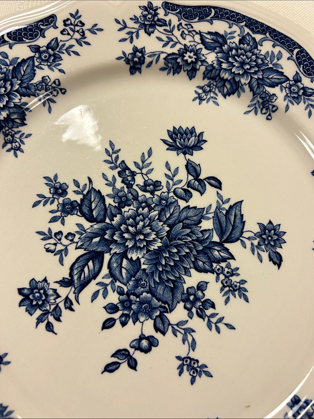 Vintage Blue Carnation ironstone dinner plate image 3
